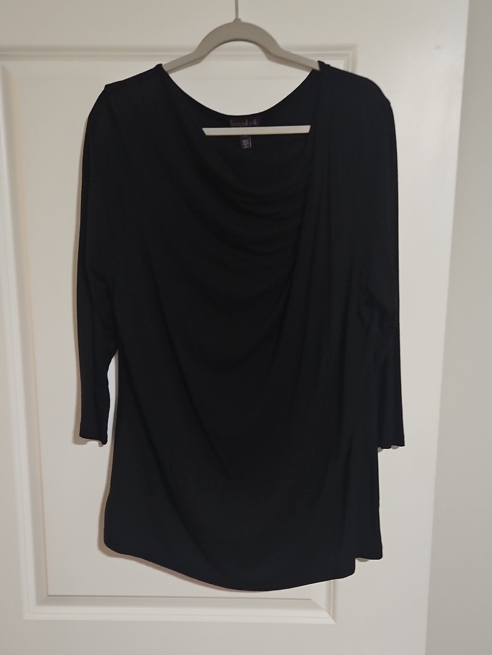 Long Tall Sally Size Large Soft Black Draped Neck Women's Top